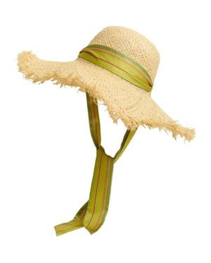 Lost Pattern Frida X Frida's Garden Straw Hat With Ribbon Tie - Yellow