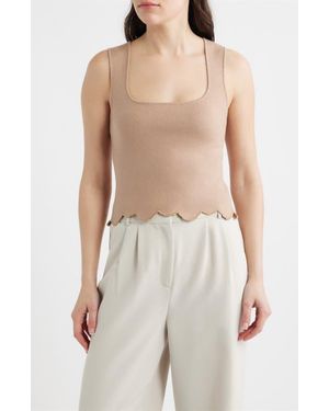 DELUC Ithaca Embroidered Scallop Hem Tank - Natural