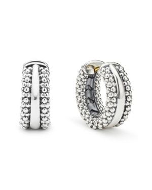 Lagos Signature Caviar Huggie Hoop Earrings - Metallic