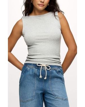 nuuds Slinky Boat Neck Rib Tank - Blue