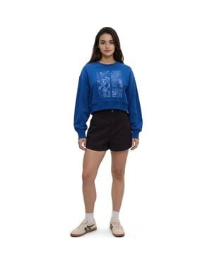 Tentree Framed Haitian Blooms Oversized Crop Crew - Blue