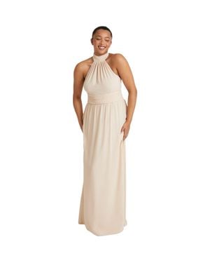 Six Stories Halter Neck Chiffon Bridesmaid Dress - White