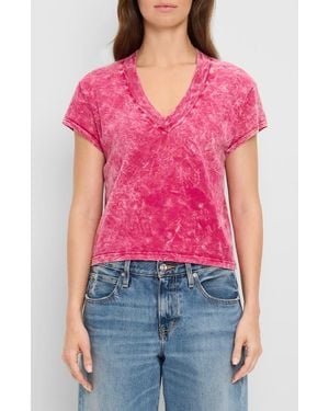 Michael Stars Harlan Cropped V-Neck T-Shirt - Red
