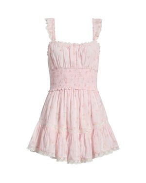 LoveShackFancy Maralina Print Ruffle Minidress - Pink