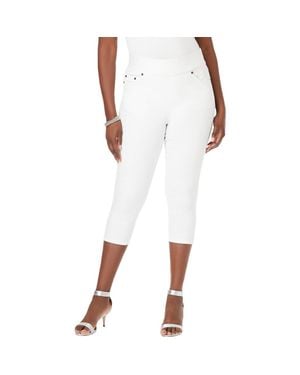 Jessica London Comfort Waist Stretch Denim Capris - White