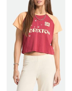 Brixton Swallow Sky Raglan Sleeve Crop Graphic T-Shirt - Red