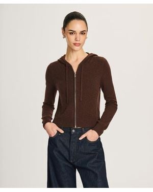 NAADAM Signature Cashmere Cropped Zip Up Hoodie - Brown