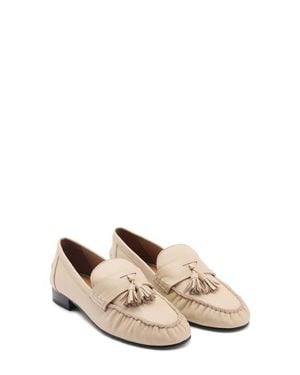 Mango Tasseled Leather Loafer - Natural