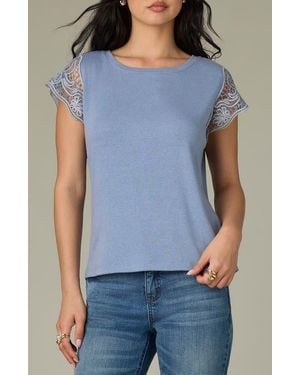 Wit & Wisdom Crochet Trim Top - Blue
