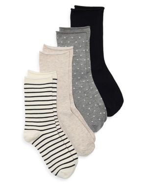 Nordstrom Assorted 4-Pack Roll Top Crew Socks - Gray