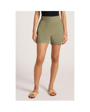 Matty M Ventura High Waist Linen Blend Shorts - Green