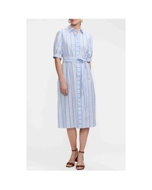 Foxcroft Esther Tie Waist Midi Shirtdress - Blue