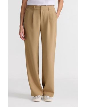 Lands' End Crepe High Rise Pleated Wide Leg Pants - Natural