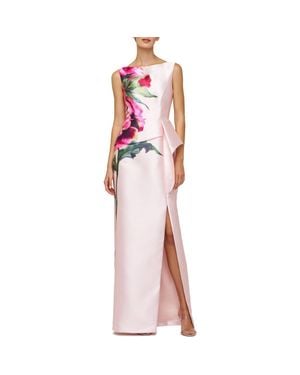 Kay Unger Luciana Placed Floral Column Gown - Pink