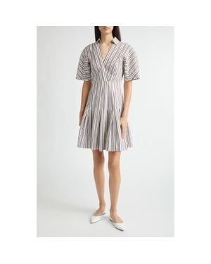 Lela Rose Stripe Cotton Dress - White