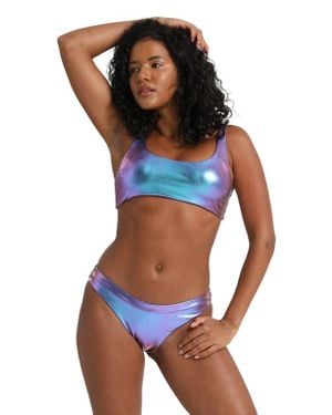 LECHERY Lustrous Scoop Neck Bikini Top - Blue