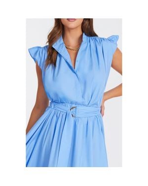 Bishop + Young Camryn Flutter Sleeve Poplin Top - Blue