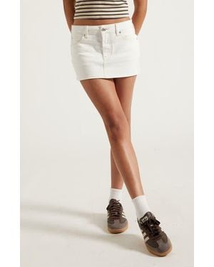 PacSun Piper Mid Rise Denim Miniskirt - Natural