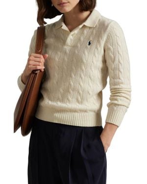 Polo Ralph Lauren Cable Stitch Wool & Cashmere Polo Sweater - Multicolor