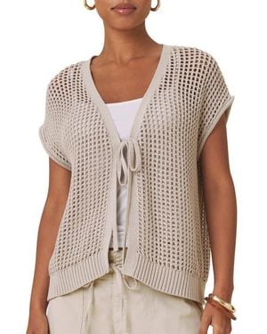 Splendid Simona Tie Front Short Sleeve Cardigan - Multicolor