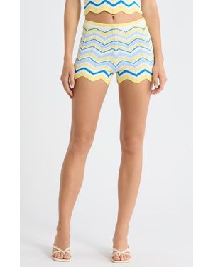 Kulani Kinis Chevron Knit Cover-Up Microshorts - Blue