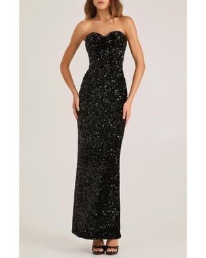 HELSI Ryan Sequin Strapless Column Gown - Black