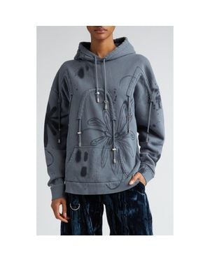 Collina Strada Arc Floral Cotton Fleece Graphic Hoodie - Blue