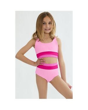 Beach Riot Little Mackenzie & Heidi Rib Two-Piece Swimsuit - Pink