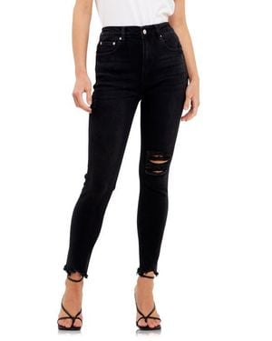 Grey Lab Destroyed Raw Hem Skinny Jeans - Black
