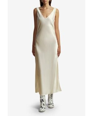 Marina Moscone Cowl Back Satin Slipdress - White