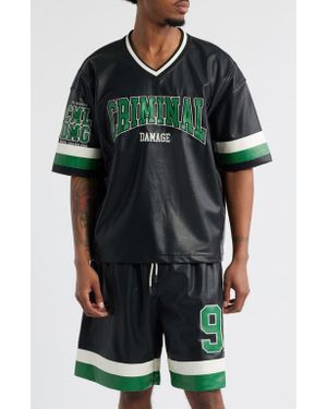 Criminal Damage Stadium Faux Leather Jersey - Green