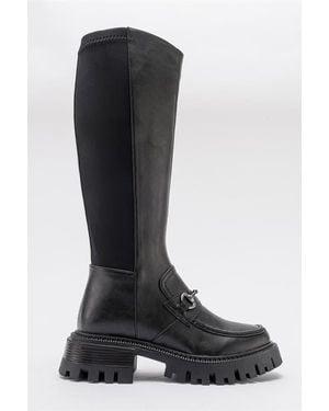 Prologue Shoes Chapel Buckle Stretch Boot - Black