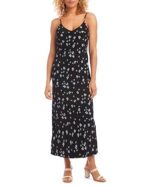 Karen Kane Floral Bias Cut Maxi Slipdress - Black