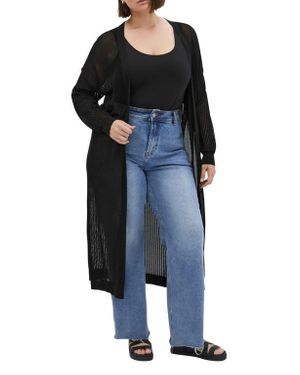 City Chic Gigi Sheer Cardigan - Black