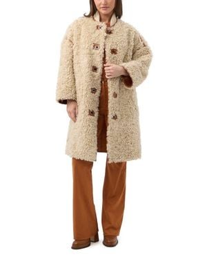 Trina Turk Spartan Reversible Faux Shearling And Faux Suede Coat - Natural