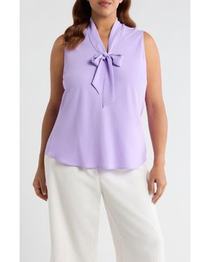Kasper Sleeveless Tie Front Top - Purple