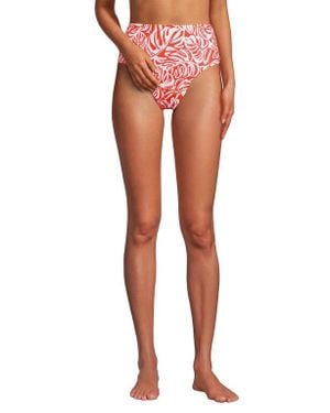 Lands' End Ribbed Smoothing High Waisted Bikini Bottoms - Multicolor