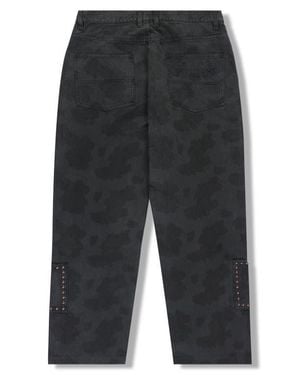 Pleasures Cowhide Print Stud Double Knee Pants - Gray