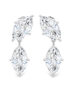 HauteCarat Lab Grown Diamond Twin Marquise Cut Drop Earrings - White