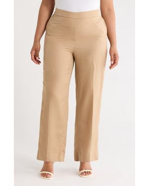 Kasper The Audrey Pull-On Straight Leg Linen Blend Pants - Natural
