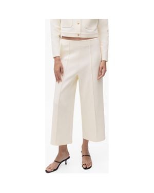 Mango Wide Leg Crop Pants - Natural