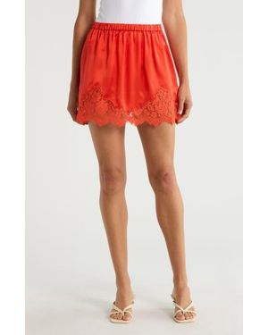 RE/DONE Alexia Lace Trim Silk Blend Slip Miniskirt - Orange