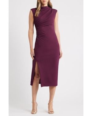 Anne Klein Cowl Neck Sleeveless Midi Dress - Purple