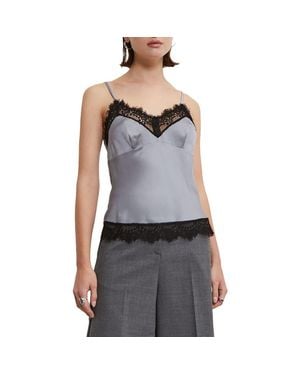 Ottod'Ame Viscose Top With Lace - Gray