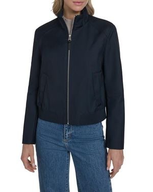 Cole Haan Pinstripe Rain Bomber Jacket - Blue