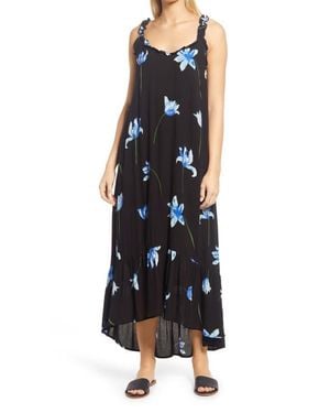 Gibsonlook High-Low Ruffle Edge Maxi Dress - Black