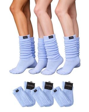 LECHERY 3 Pairs Of Scrunch Socks - Blue