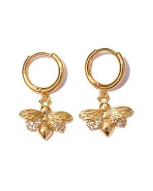 LA MENO Golden Bee Hoop Earrings - Metallic
