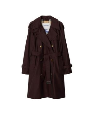 Burberry Mid-Length Gabardine Castleford Trench Coat - Red