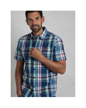 Weird Fish Judd Short Sleeve Check Shirt - Blue